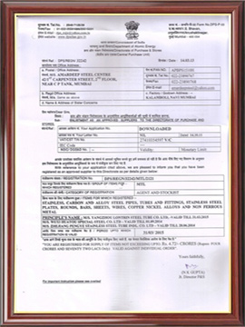 BARC Certificate - Amardeep Steel centre