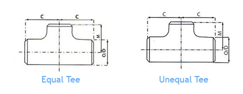 Equal & Unequal Tees Dimensions
